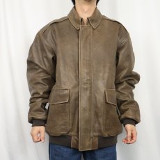 画像2: L.L.Bean "A-2 TYPE" フライトレザージャケット BROWN XL (2)