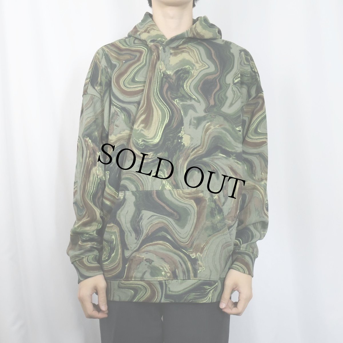 画像2: NO BOUNDARIES マーブル柄 スウェットフーディー L (2)