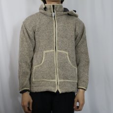 画像2: NEPAL製 ウールニットジップパーカー M (2)