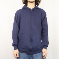 画像2: 90's RUSSELL ATHLETIC USA製 無地 スウェットジップパーカー NAVY XL (2)