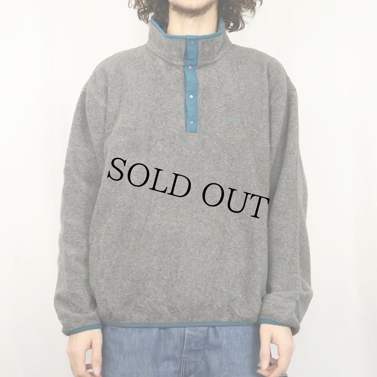 画像2: 80〜90's L.L.Bean 筆記体ロゴ刺繍 ハーフスナップ フリースジャケット (2)