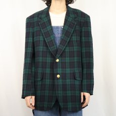 画像2: 90's PENDLETON USA製 ブラックウォッチチェック柄 ウールテーラードジャケット SIZE42 (2)