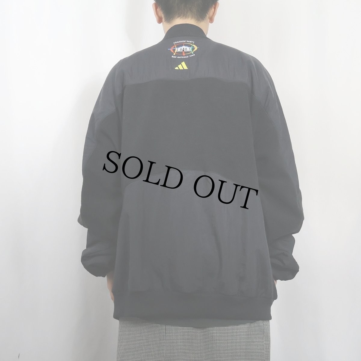 画像4: 90's adidas ナイロン切り替え フリースプルオーバー BLACK XL (4)