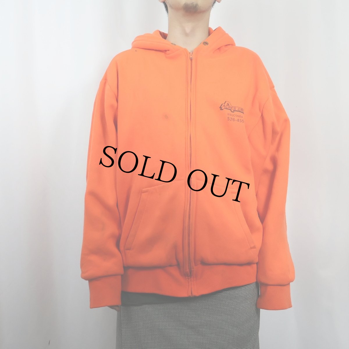 画像3: 90's CAMBER USA製 "ACRES GROUP" 裏サーマル スウェットジップパーカー XL (3)