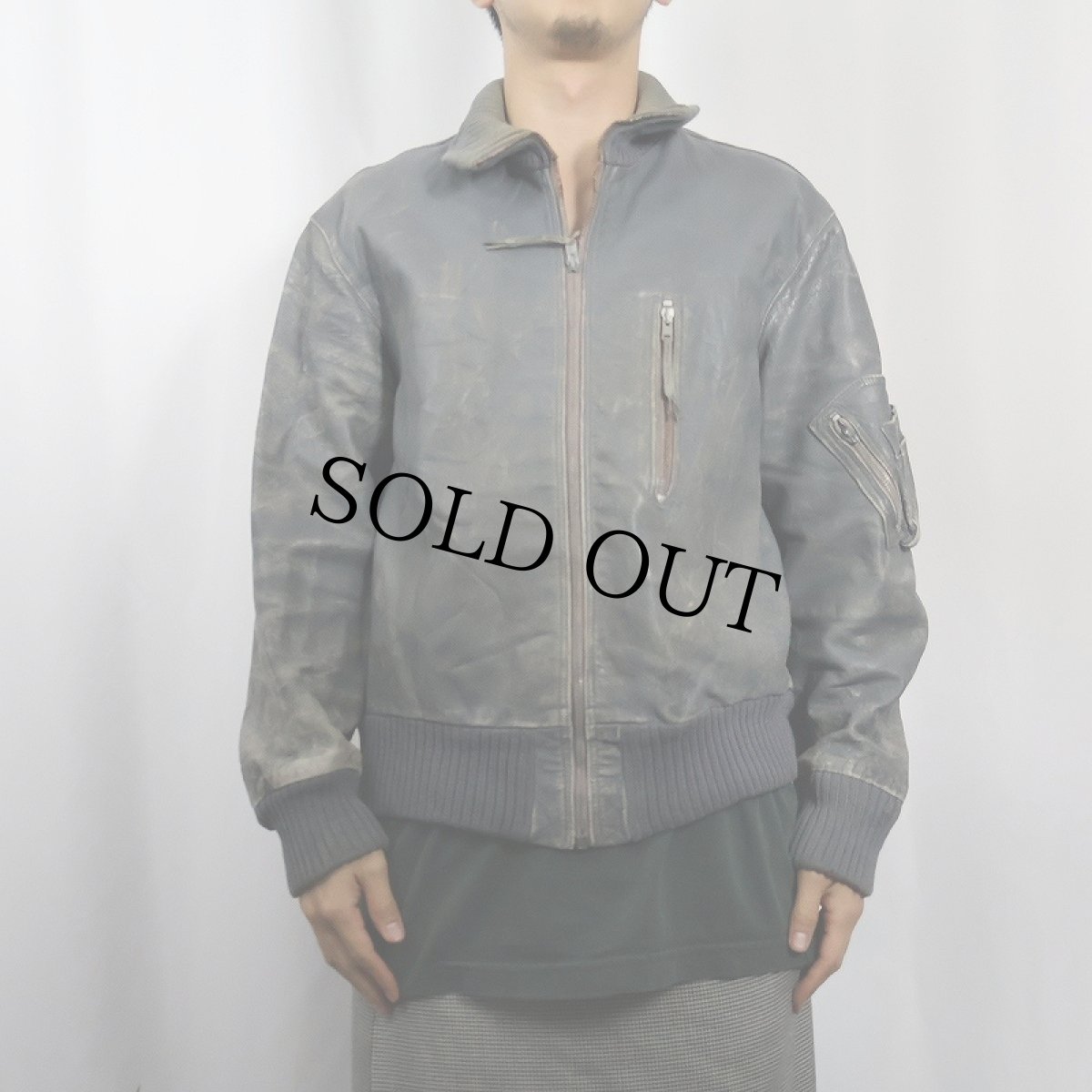 画像2: 民間品 ドイツ軍 フライトレザージャケット SIZE4 (2)