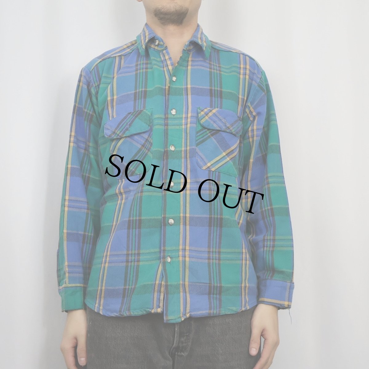 画像2: 90's FIVE BROTHERS チェック柄 ヘビーネルシャツ L (2)