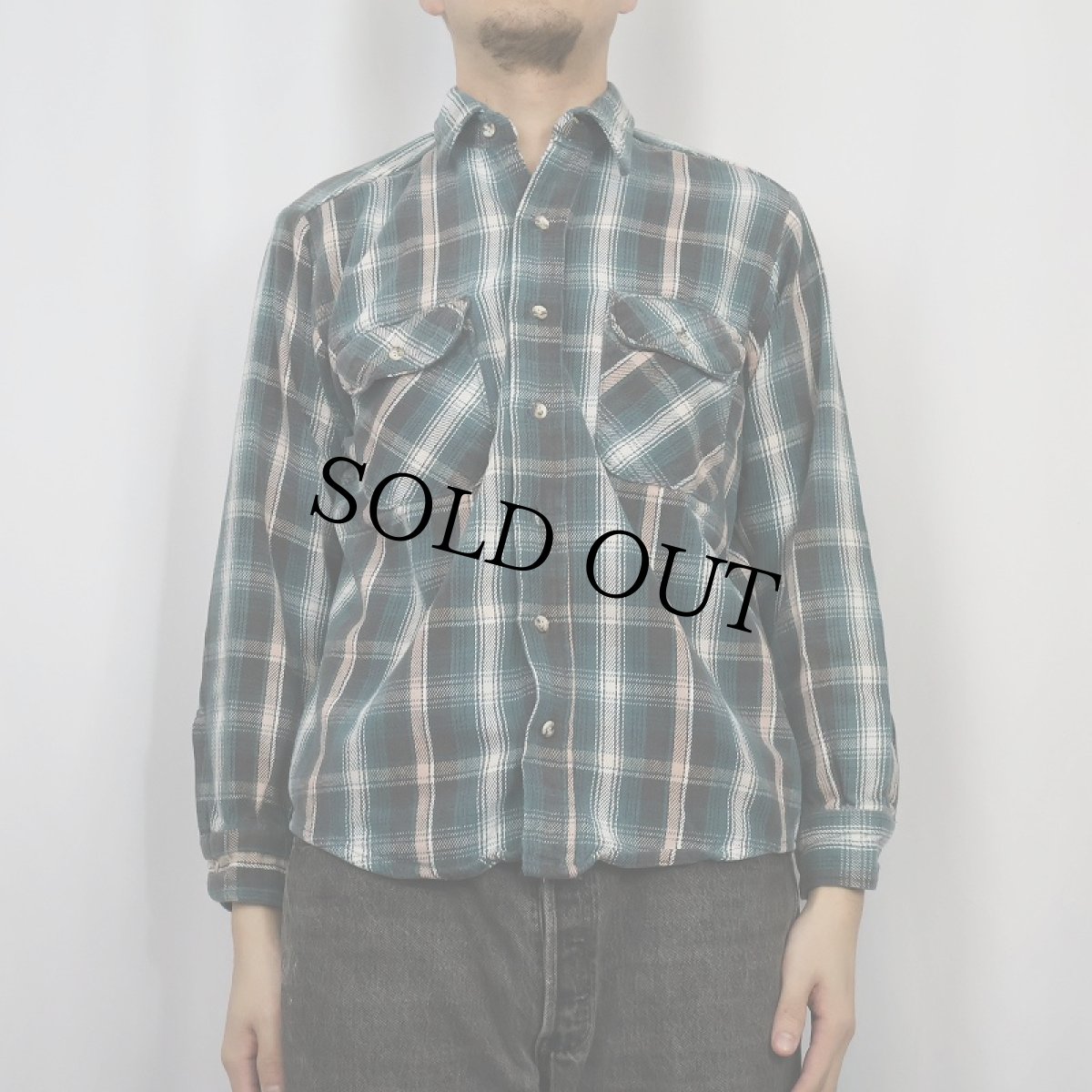 画像2: 90's FIVE BROTHERS チェック柄 ヘビーネルシャツ M (2)