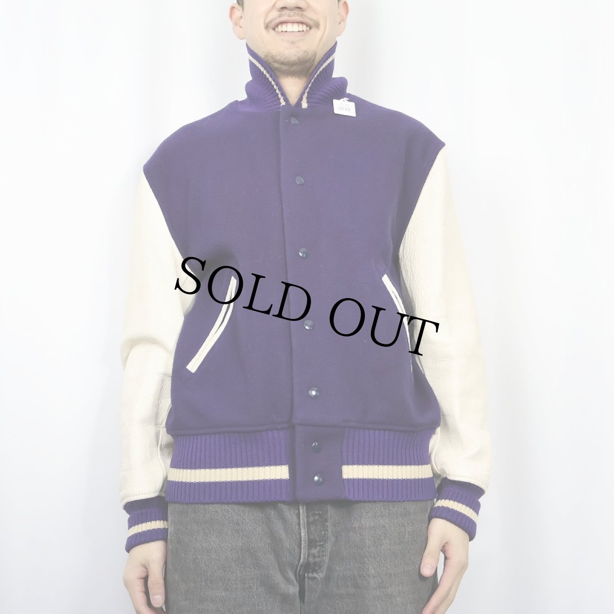 画像2: 60's Whiting レザー×メルトンウールスタジャン SIZE44 (2)