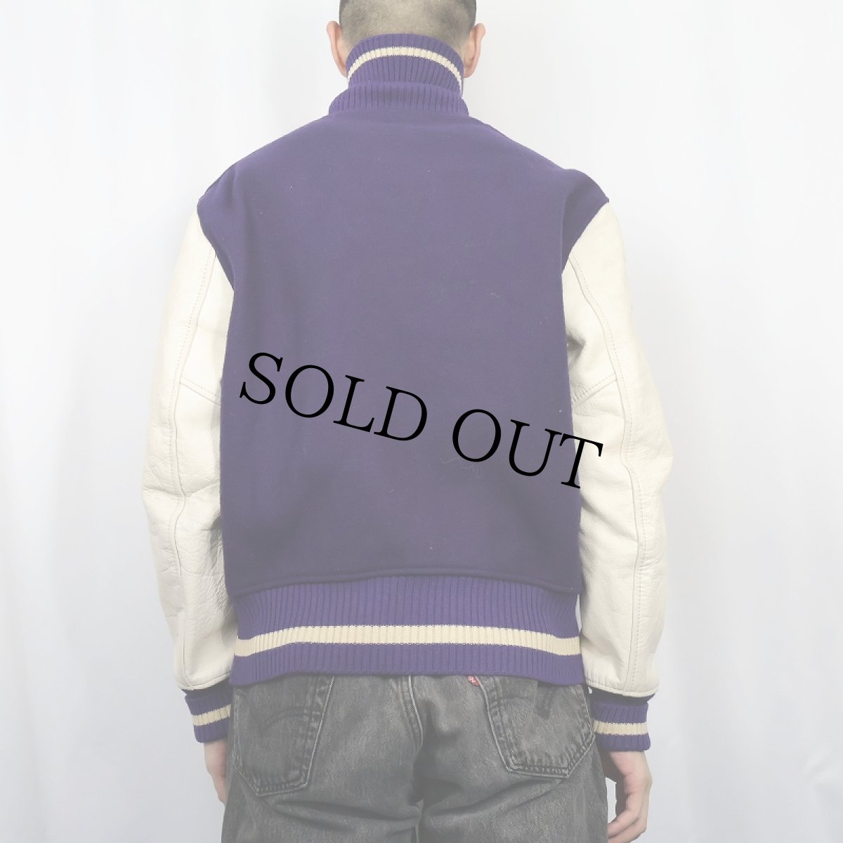 画像3: 60's Whiting レザー×メルトンウールスタジャン SIZE44 (3)