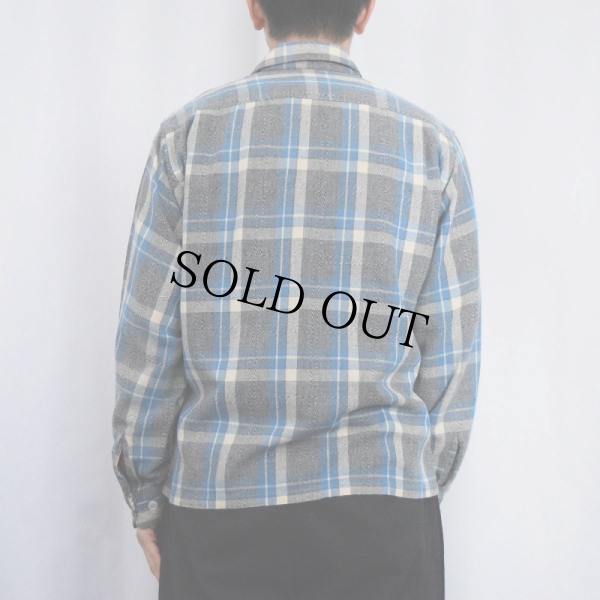 画像3: 50's Lanier チェック柄 アクリル×ウール オープンカラーシャツ M (3)