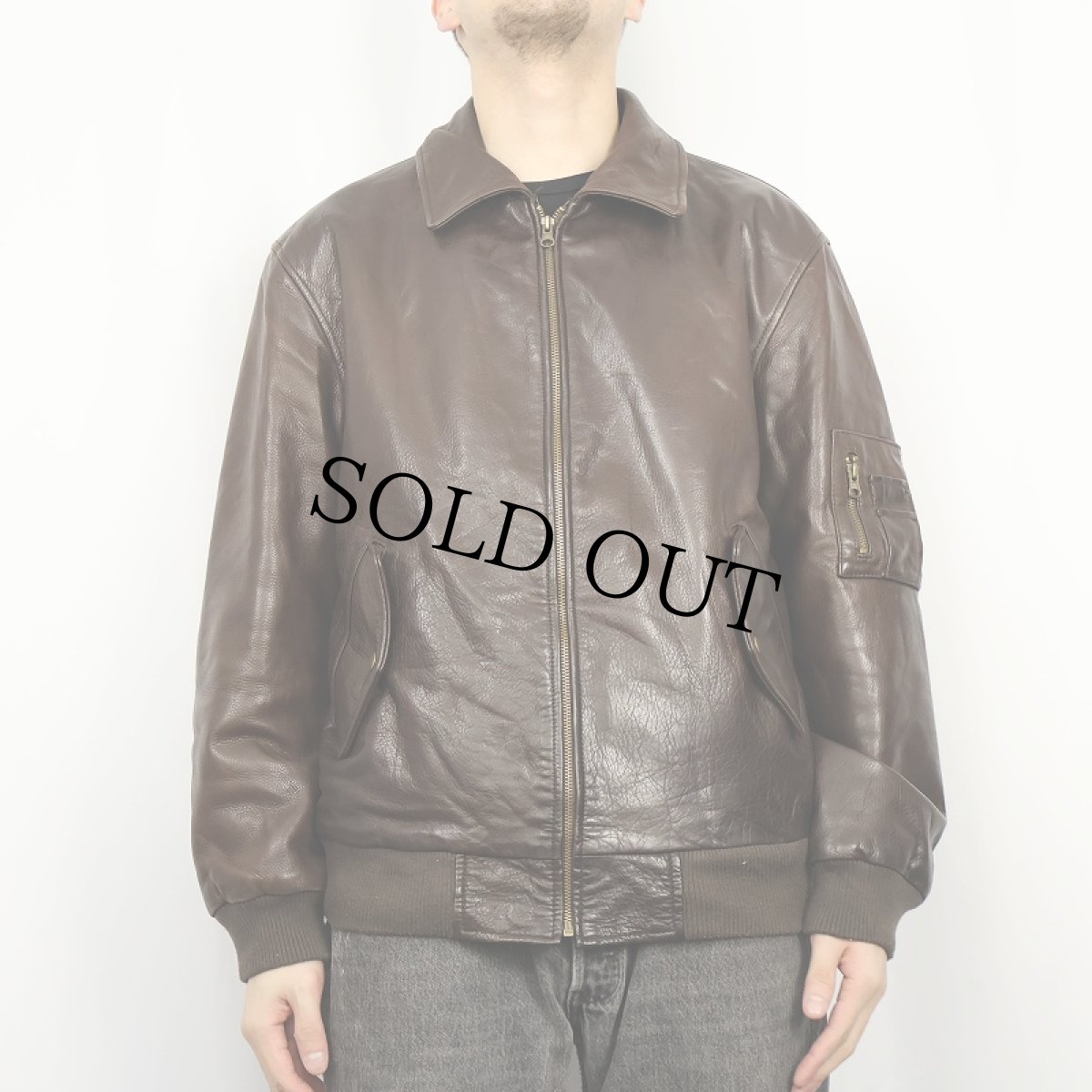 画像2: ARMA COLLECTION "B-15TYPE" レザージャケット BROWN SIZE50 (2)