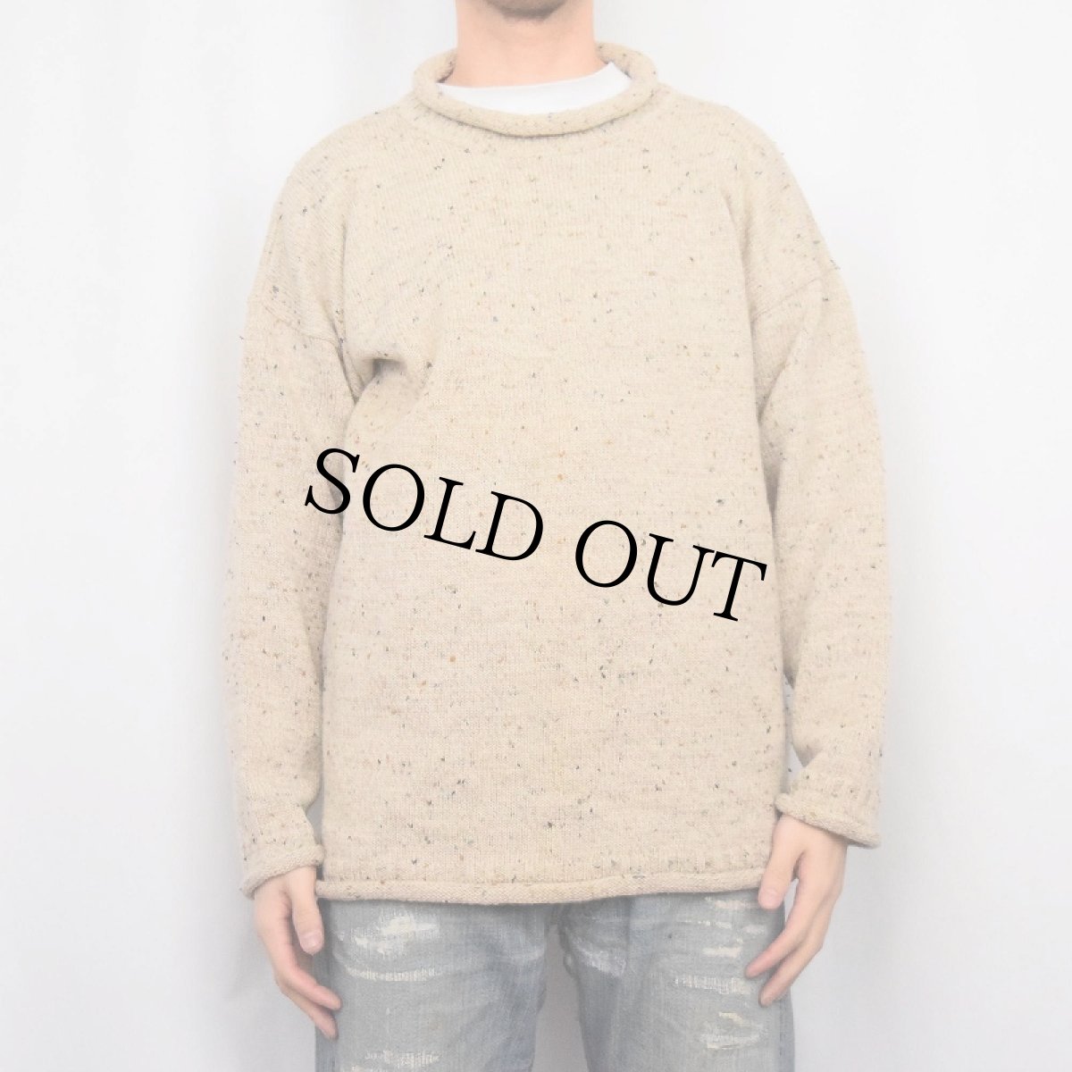 画像2: Isle of Anglesey Knitwear カラーネップ混 ロールネックニットセーター (2)