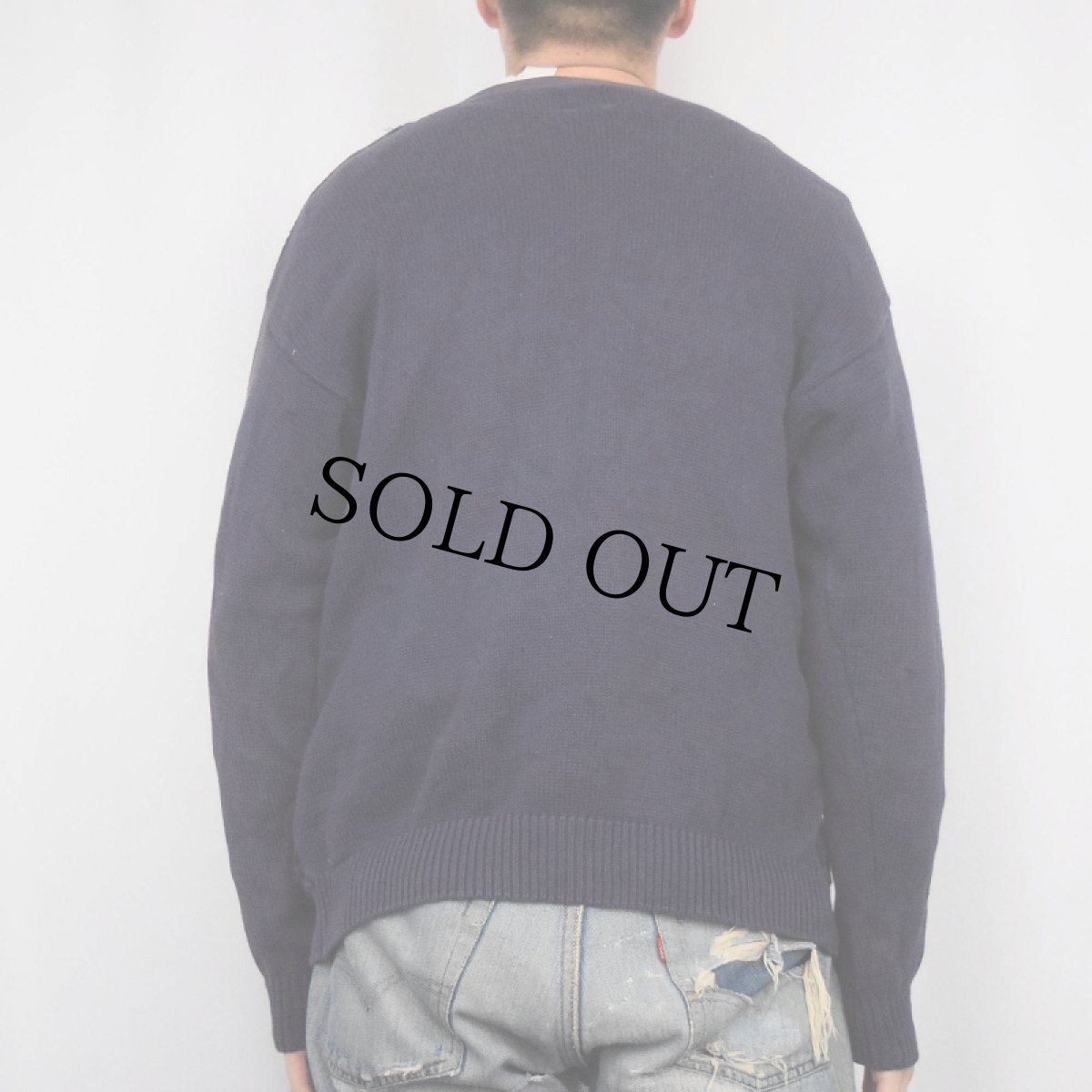 画像3: 90's GAP チェック柄 コットンニットカーディガン NAVY S (3)