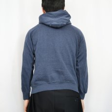 画像3: 80's USA製 "ILLINOIS" プリントラグランスウェットフーディー NAVY M (3)