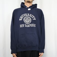 画像2: 90's USA製 "UNIVERSITY NEW HAMPSHIRE" プリントスウェットフーディー NAVY XL (2)