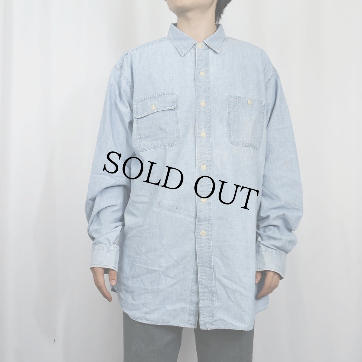画像2: POLO Ralph Lauren "DUNGAREE WORKSHIRT" シャンブレーシャツ XL (2)