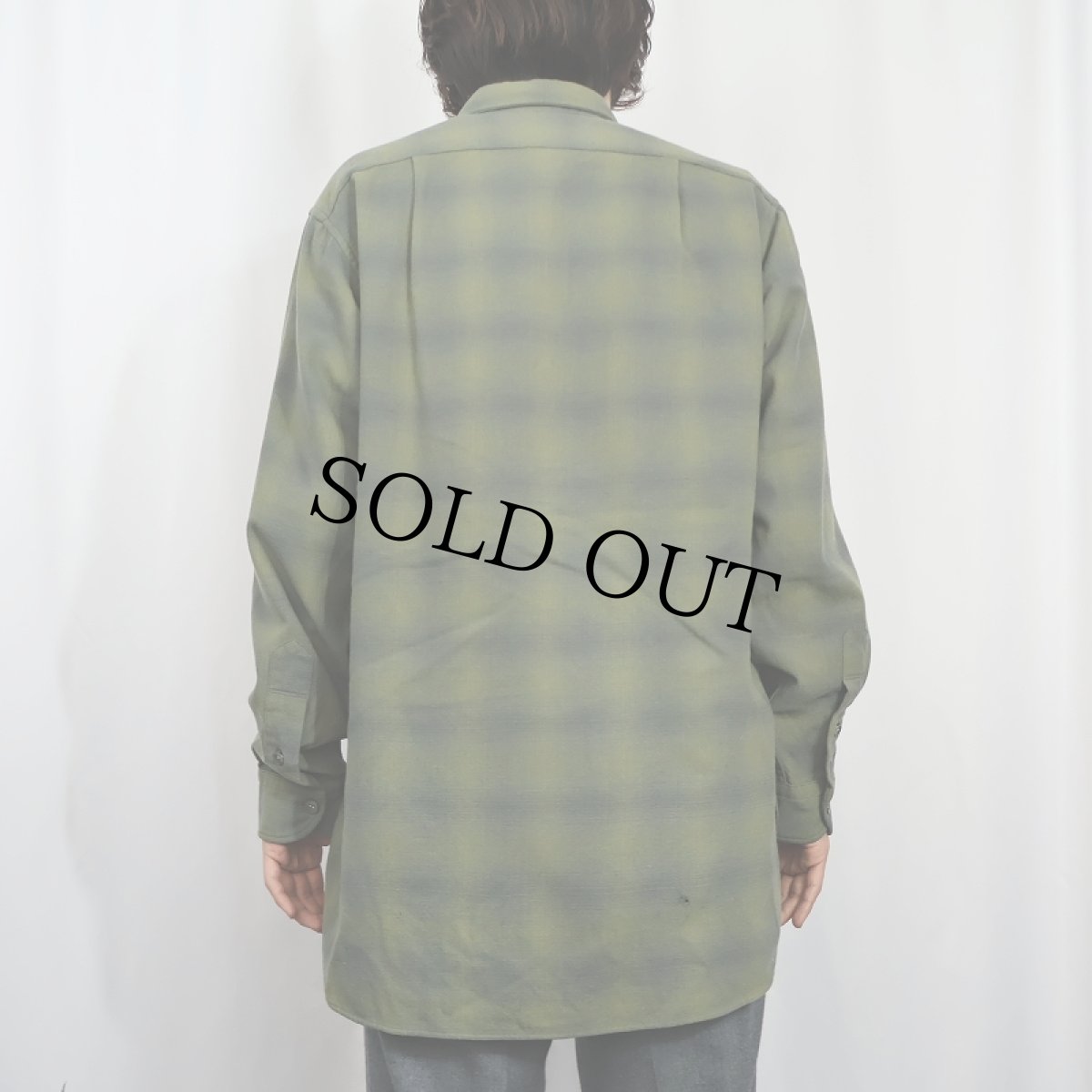 画像3: 60's PENDLETON オンブレーチェック柄 ウールシャツ SIZE16 1/2 (3)
