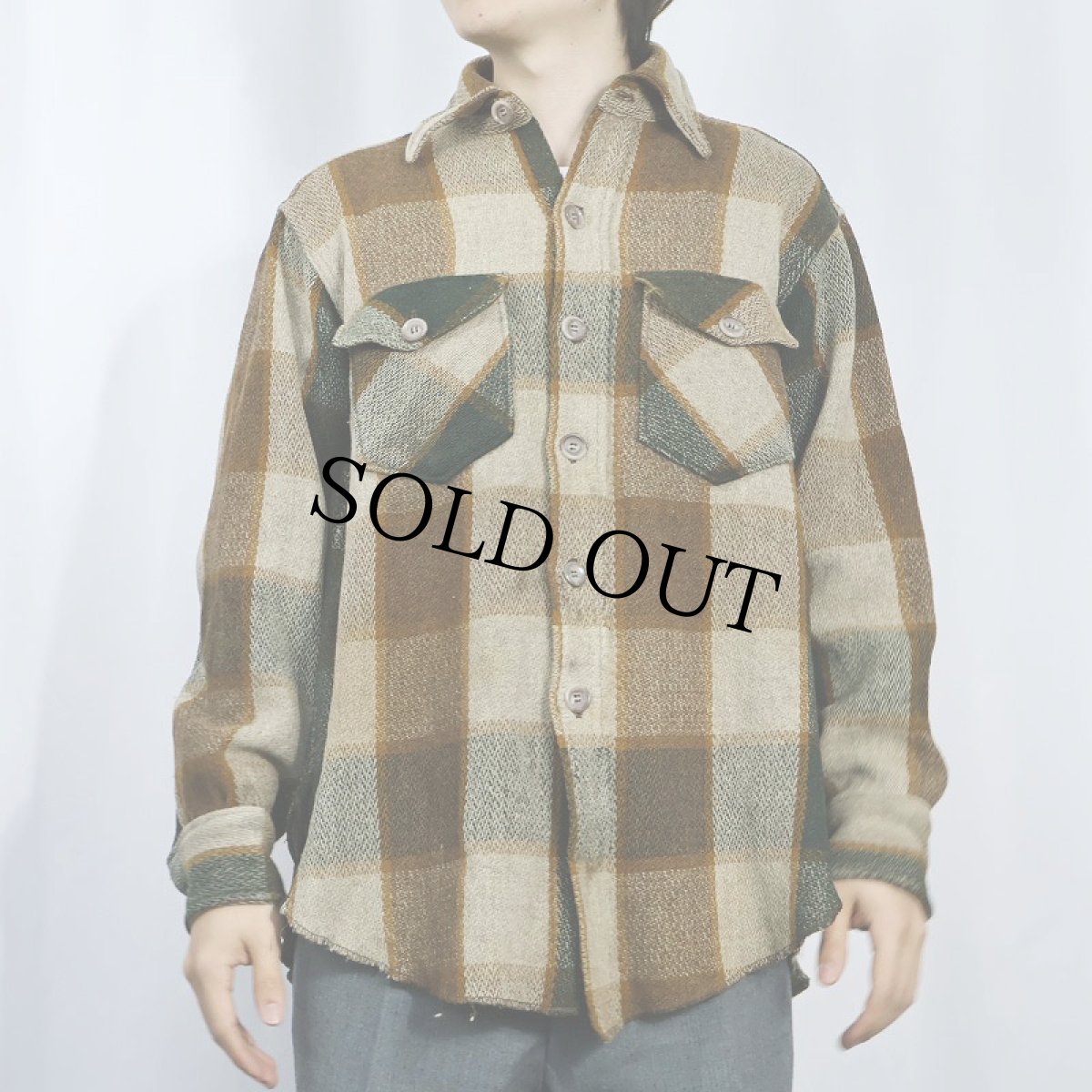 画像2: 70's Woolrich チェック柄 ウールシャツジャケット M (2)