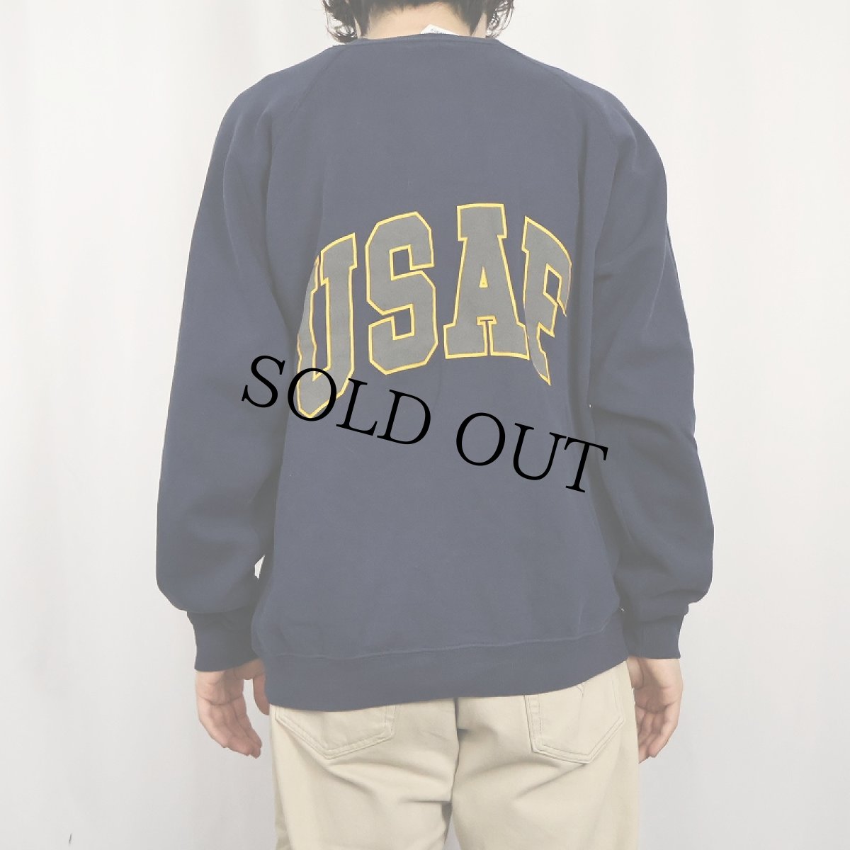画像4: 90's SOFFE USA製 "USAF" リフレクタープリントラグランスウェット NAVY XL (4)
