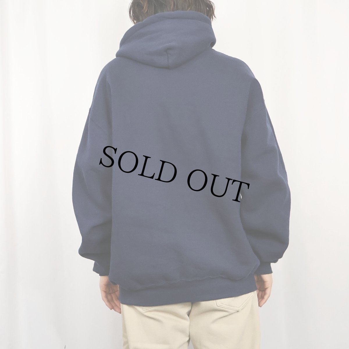 画像3: 90's RUSSELL ATHLETIC USA製 無地 ヘンリーネックスウェットフーディー NAVY XL (3)