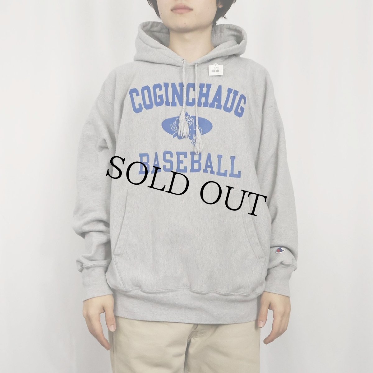 画像2: 2000's Champion REVERSE WEAVE "COGINCHAUG BASEBALL" プリントスウェットフーディー L (2)