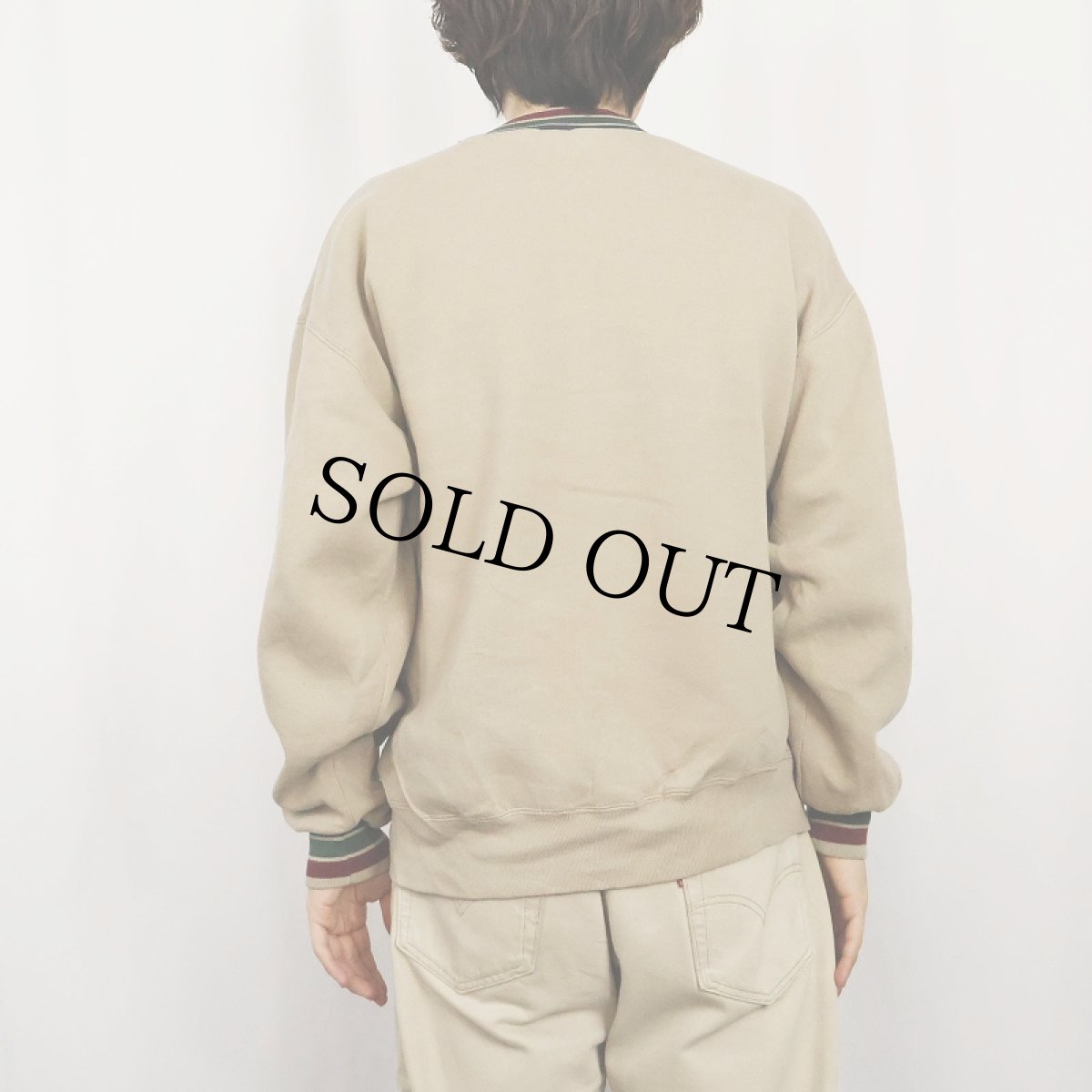 画像3: 90's JERZEES USA製 リブボーダー 無地スウェット L (3)