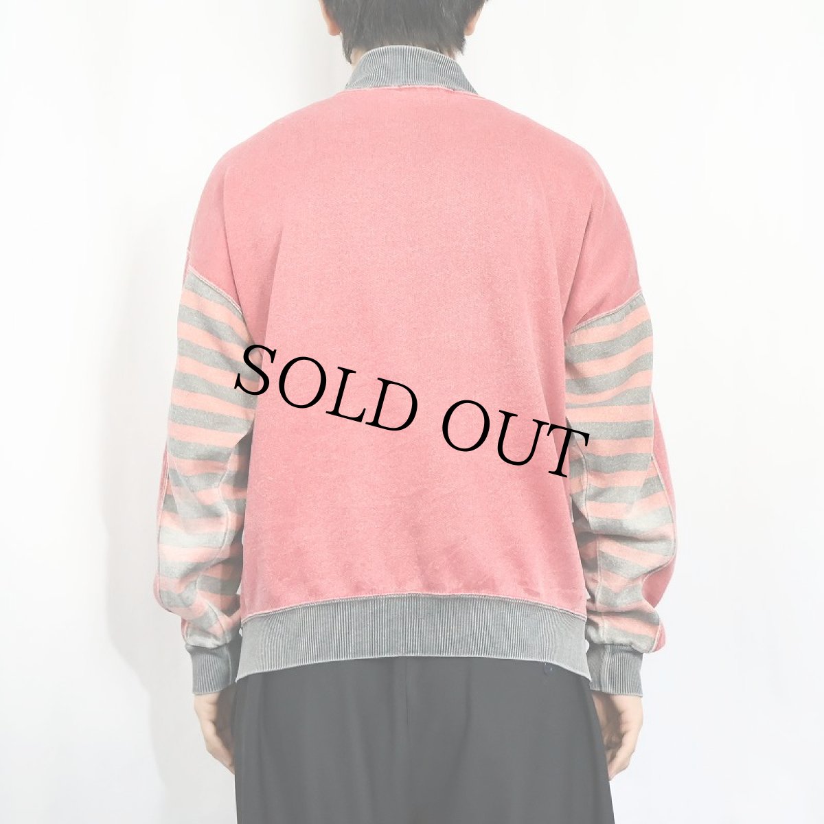 画像3: 90's "OLYMPIADE" パッチ付き ボーダー柄切り替え スウェット L (3)