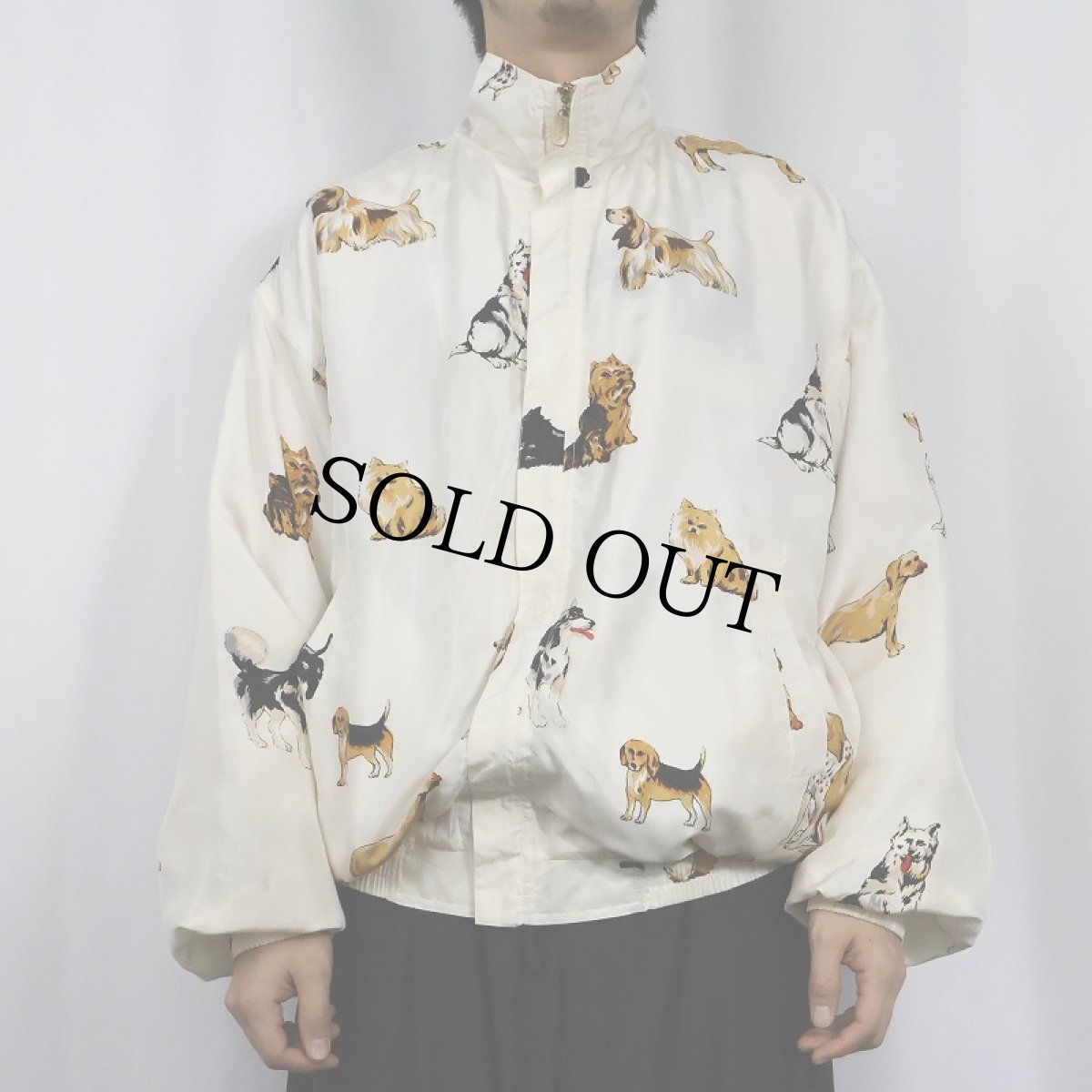 画像2: FUDA International 犬柄 シルクジップジャケット XL (2)