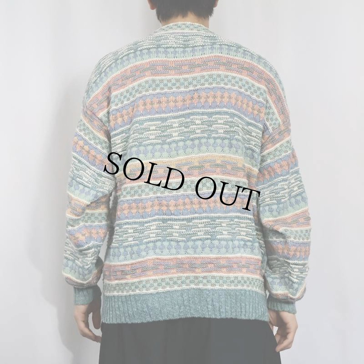 画像3: 90's CROSINGS USA製 総柄 コットンニットセーター M (3)