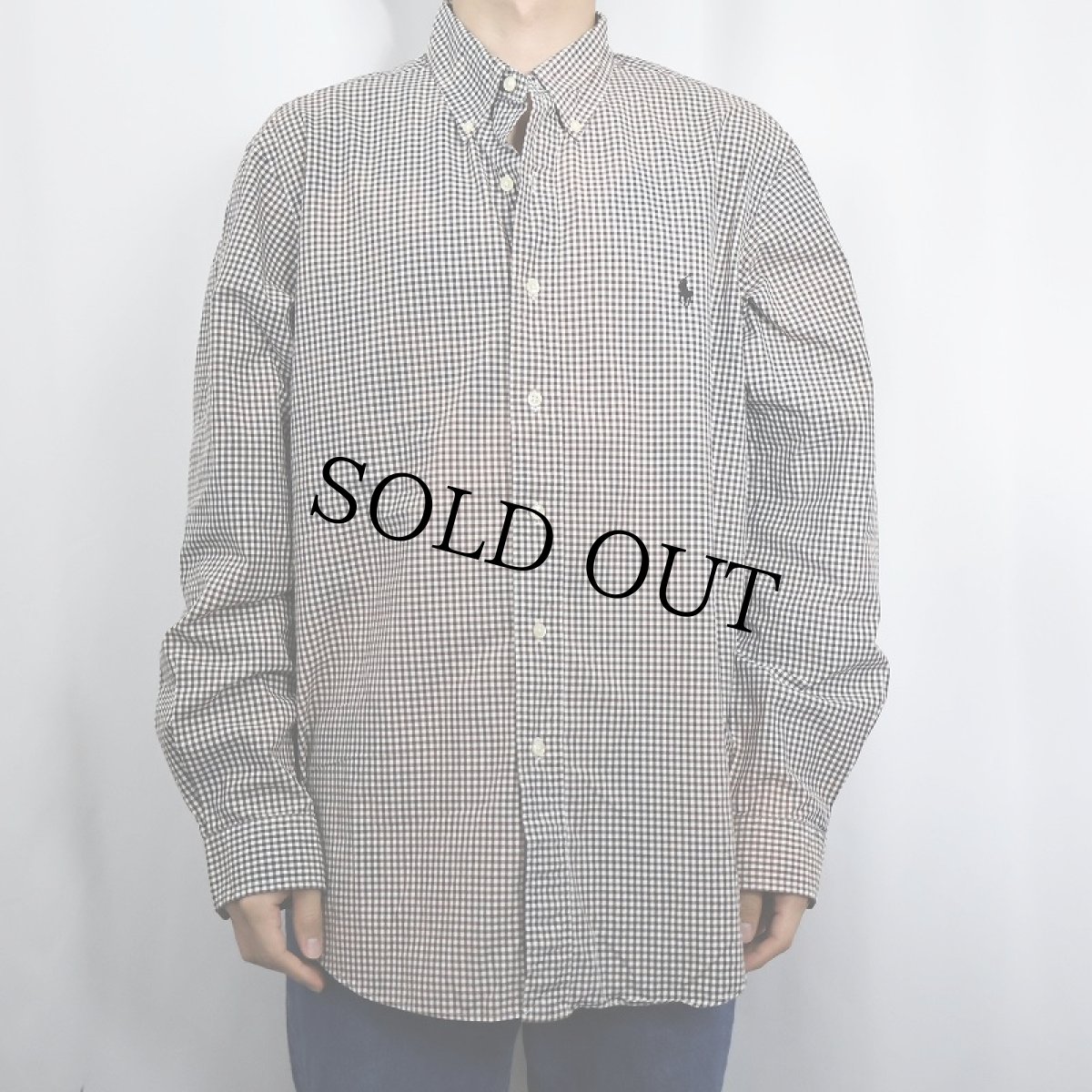 画像2: Ralph Lauren "CUSTOM FIT" ギンガムチェック柄 コットンボタンダウンシャツ SIZE17 (2)