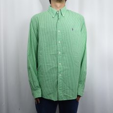 画像2: Ralph Lauren "CUSTOM FIT" ギンガムチェック柄 コットンボタンダウンシャツ L (2)