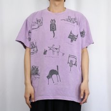 画像3: 90's Joe Crabtree USA製 猫マルチプリントTシャツ XL (3)