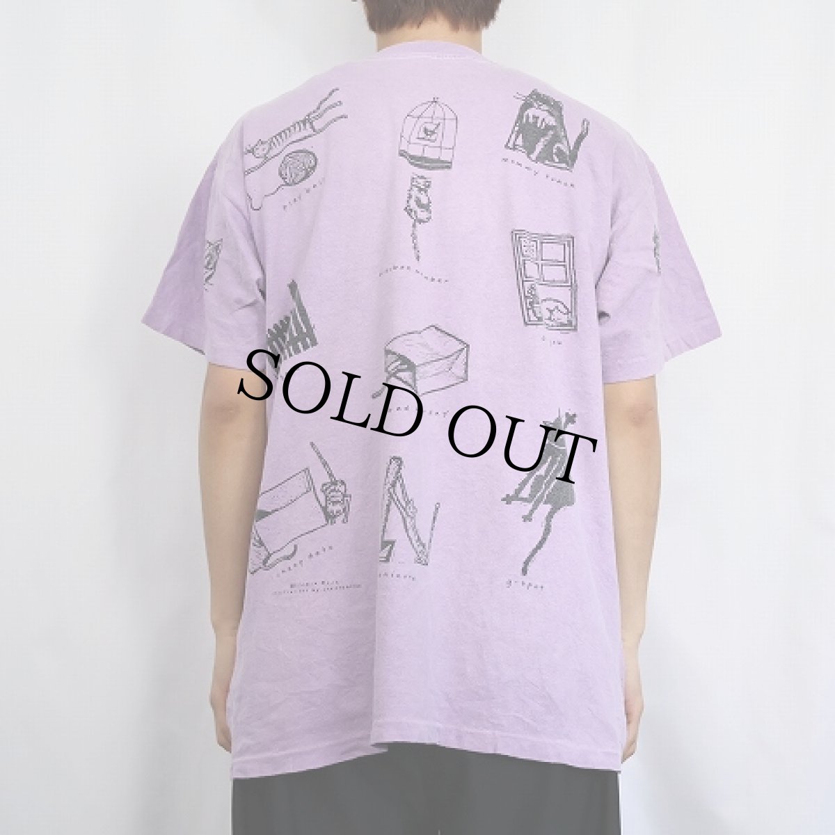 画像4: 90's Joe Crabtree USA製 猫マルチプリントTシャツ XL (4)