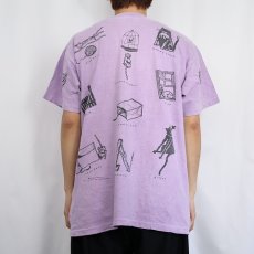 画像4: 90's Joe Crabtree USA製 猫マルチプリントTシャツ XL (4)