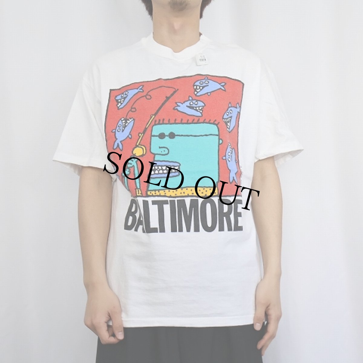 画像2: 90's BIG HED USA製 "BALTIMORE" アートプリントTシャツ L (2)