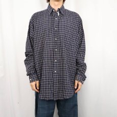 画像2: POLO Ralph Lauren "LOWELL SPORT" チェック柄 コットン×リネンシャツ NAVY L (2)