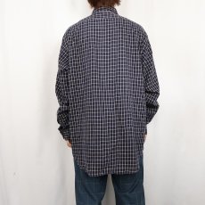 画像3: POLO Ralph Lauren "LOWELL SPORT" チェック柄 コットン×リネンシャツ NAVY L (3)