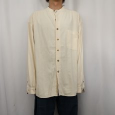 画像2: STRUCTURE バンドカラー シルクシャツ L (2)
