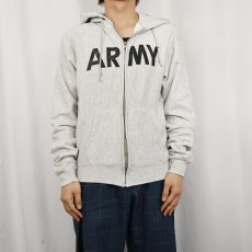 画像2: 90's Champion USA製 "ARMY" プリントスウェットジップパーカー M (2)