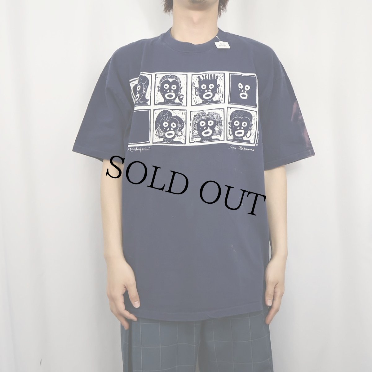 画像2: 90's CARIPELAGO USA製 アートプリントTシャツ NAVY XL (2)