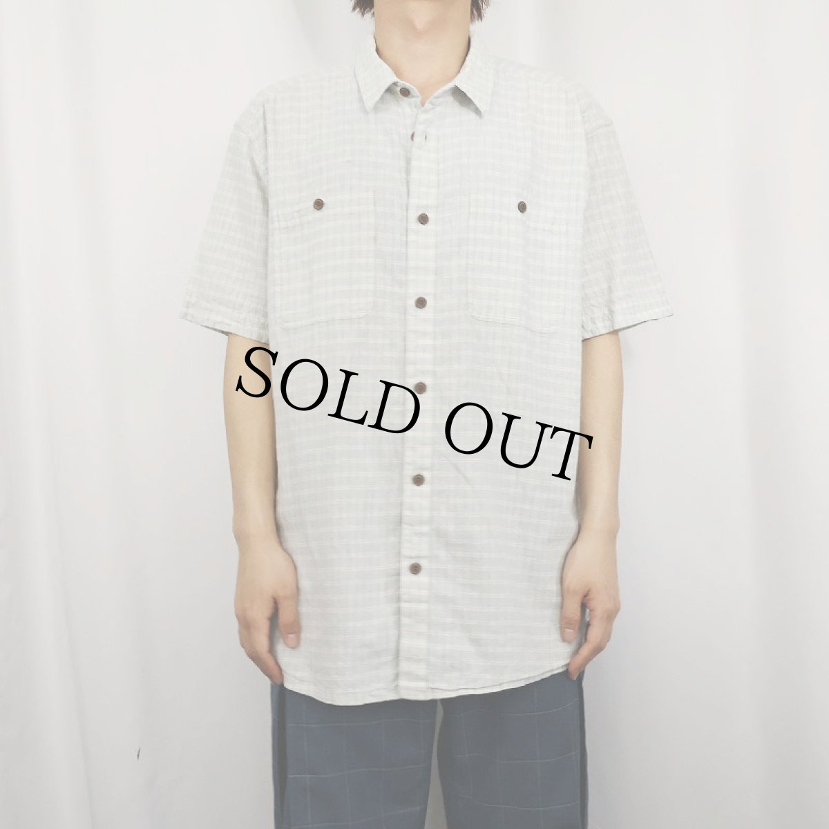 画像2: 2014SS Patagonia チェック柄 ヘンプ×コットンシャツ L (2)