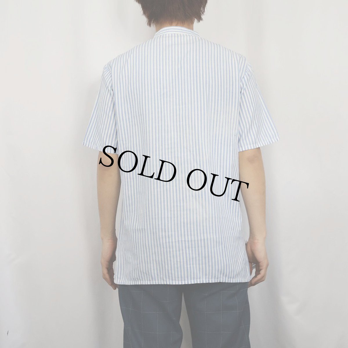 画像3: 〜80's Mc Neal ストライプ柄 プルオーバーコットンシャツ M (3)