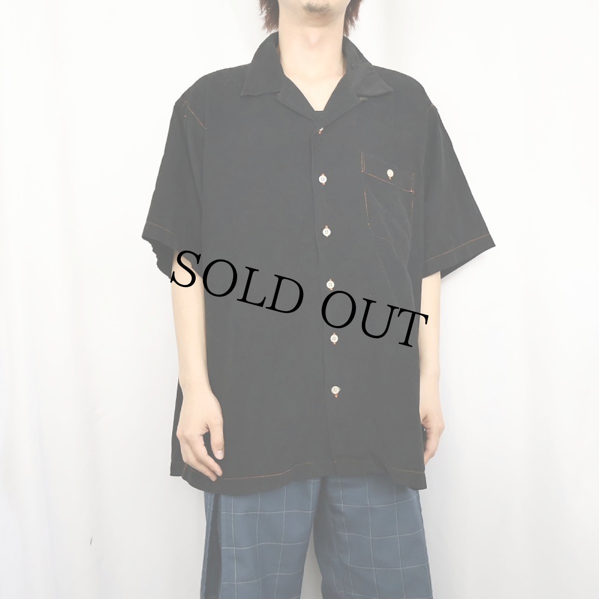 画像2: 90's POLO SPORT Ralph Lauren ステッチデザイン オープンカラーコーデュロイシャツ BLACK XL (2)