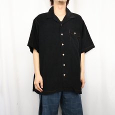 画像2: 90's POLO SPORT Ralph Lauren ステッチデザイン オープンカラーコーデュロイシャツ BLACK XL (2)