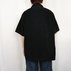 画像3: 90's POLO SPORT Ralph Lauren ステッチデザイン オープンカラーコーデュロイシャツ BLACK XL (3)