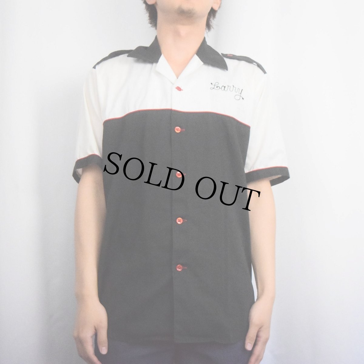 画像3: 70's King Louie USA製 "METROPOLITAN MTG. & SEC." チェーン刺繍 エポレット付き ボーリングシャツ M (3)