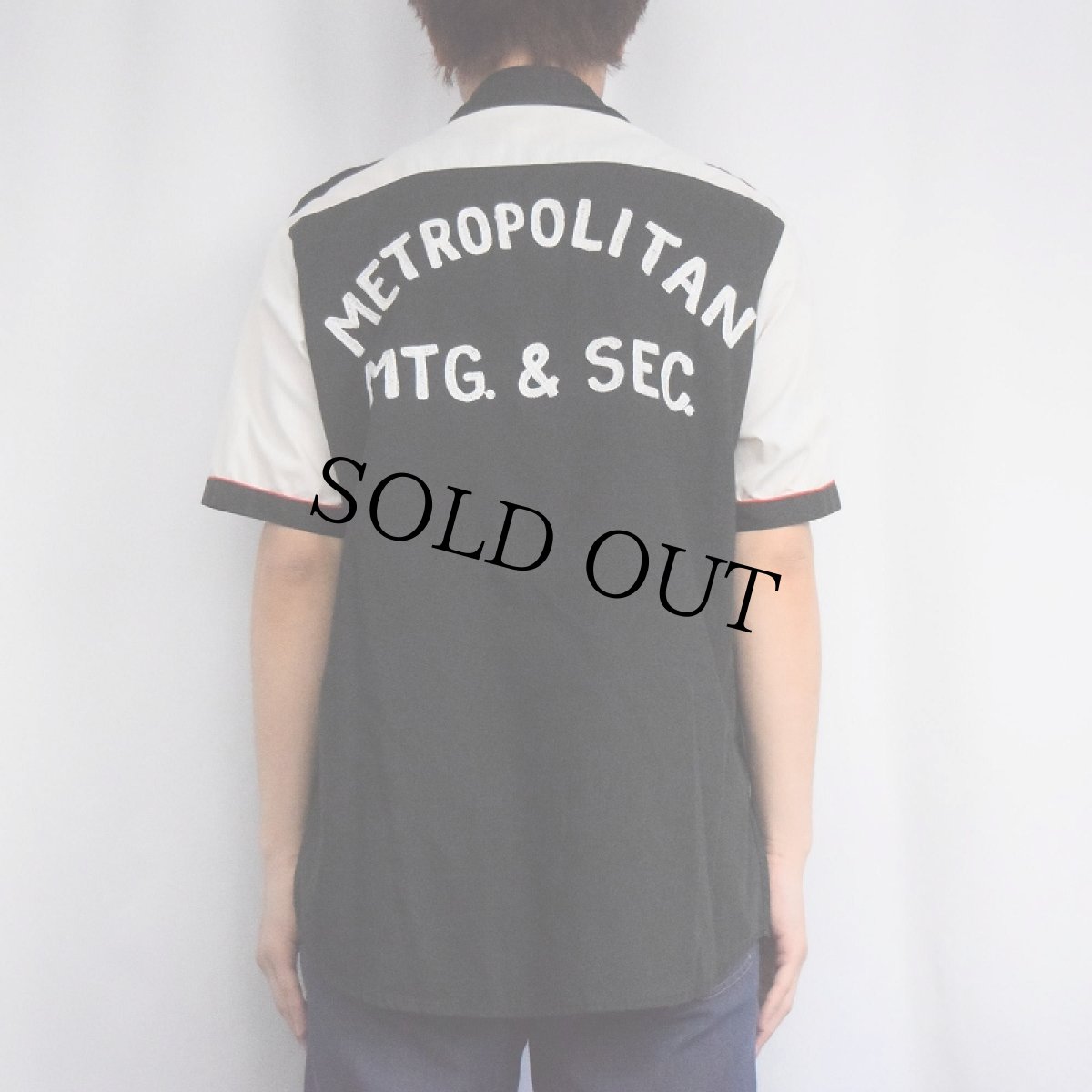 画像4: 70's King Louie USA製 "METROPOLITAN MTG. & SEC." チェーン刺繍 エポレット付き ボーリングシャツ M (4)