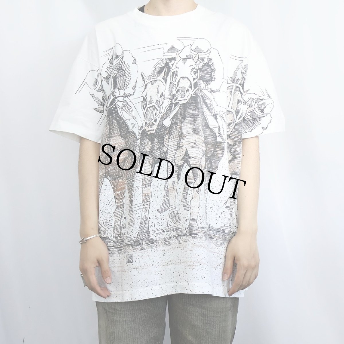 画像3: 90's USA製 競馬柄 大判プリントTシャツ XXL (3)