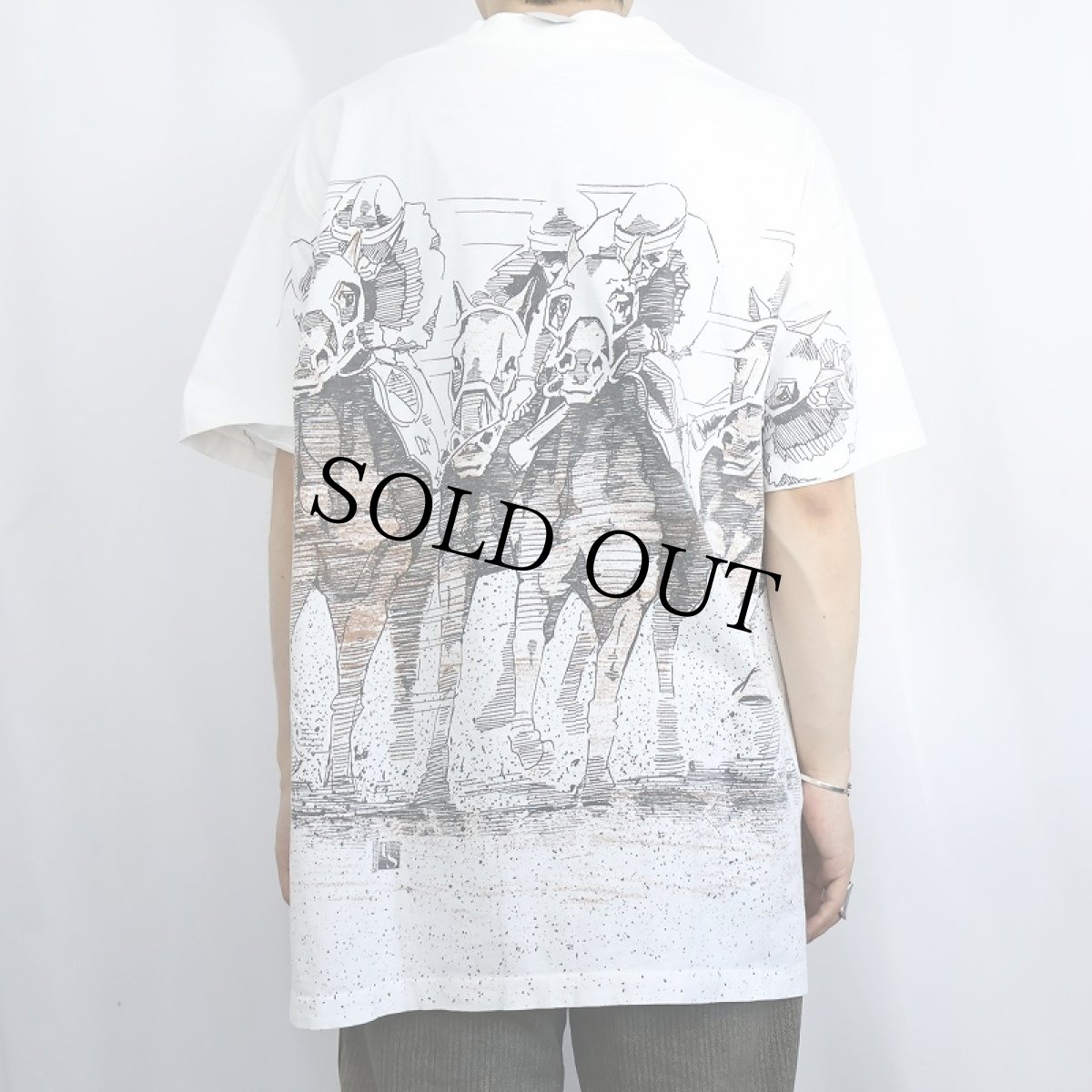 画像4: 90's USA製 競馬柄 大判プリントTシャツ XXL (4)