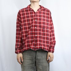 画像2: 60's PENNEY'S チェック柄 オープンカラーシャツ L (2)